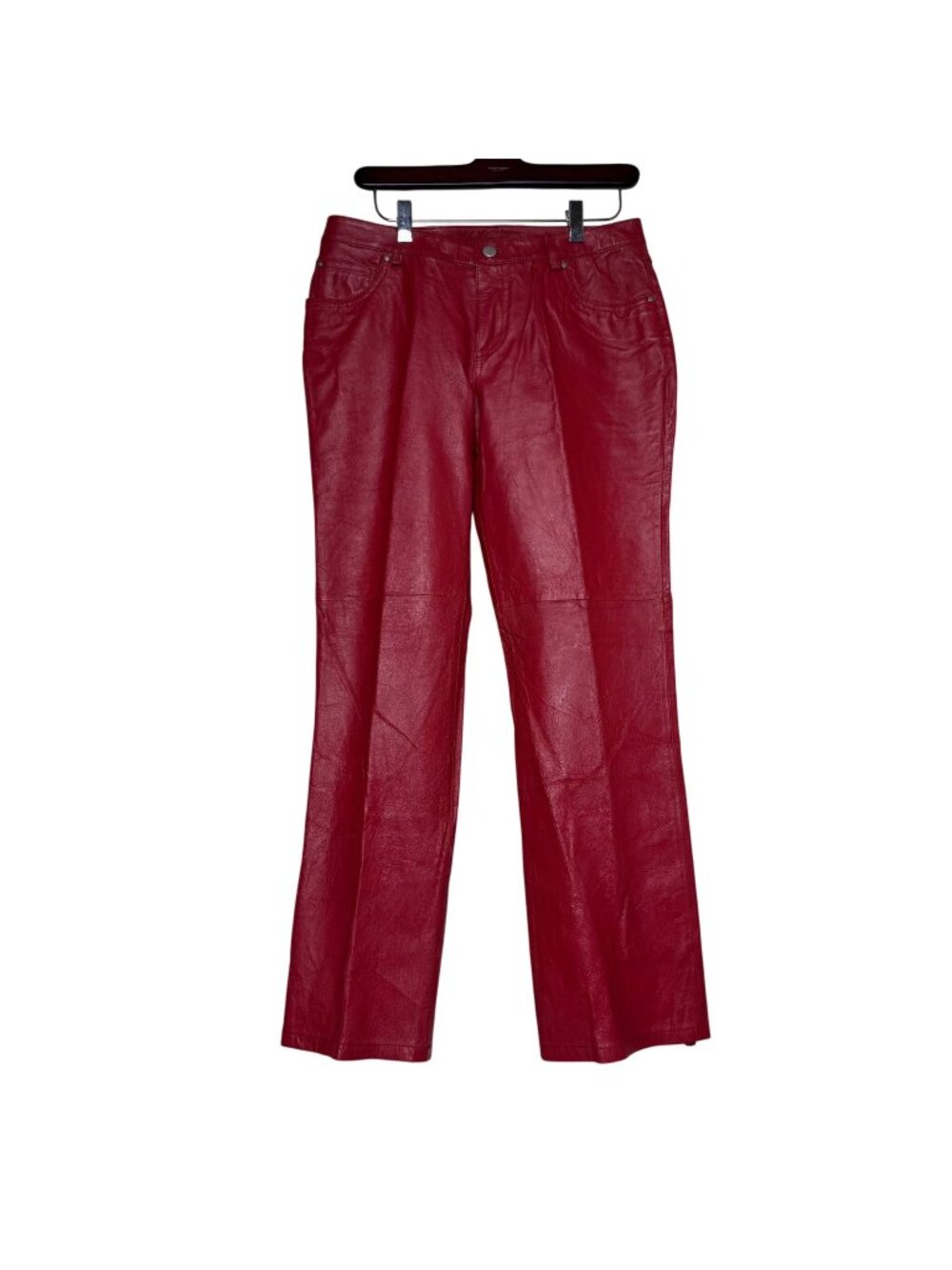 Vintage MetroStyle Red Leather Pants Lined Sz 6P